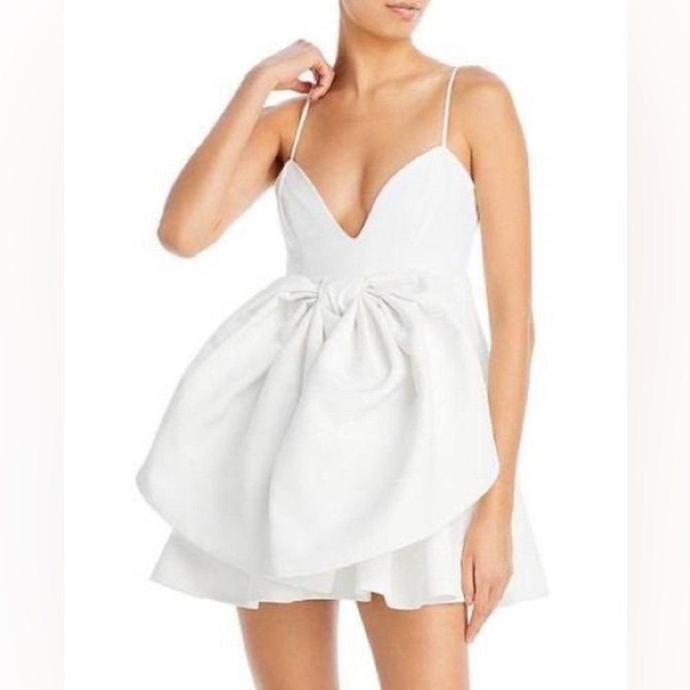 Bardot Annabelle Statement Bow Minidress, Orchid White Size 4 S